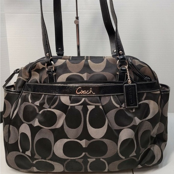 COACH ADDISON SIGNATURE BLACK NYLON TRAVEL DIAPER BAG F18376 - Picture 3 of 16